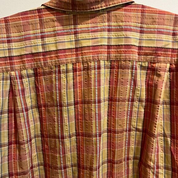 Patagonia Mens Orange Shirt L/XL Button Up Plaid Flannel Collared Short Sleeve - Picture 6 of 11
